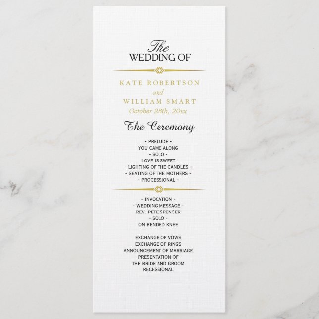 BRÖLLOPSPROGRAMMET ART DECO GULD DEVIDERS PROGRAM (Framsida)