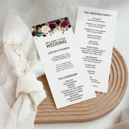 Bröllopsprogrammet Autumn Rustic Dazzling Burgundy Program