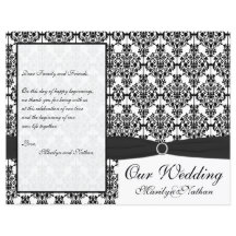 Bröllopsprogrammet Black and White Damask