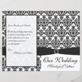 Bröllopsprogrammet Black and White Damask