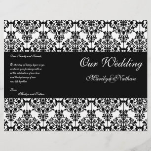 Bröllopsprogrammet Black and White Damask