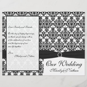 Bröllopsprogrammet Black and White Damask