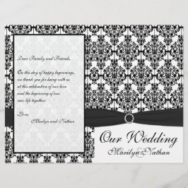 Bröllopsprogrammet Black and White Damask