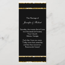 Bröllopsprogrammet Black White och Guld Glitter