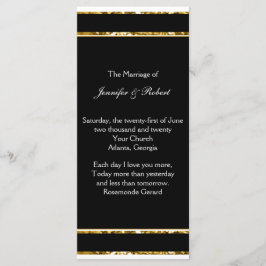 Bröllopsprogrammet Black White och Guld Glitter Program