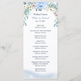 Bröllopsprogrammet Blåfärgad Blommigt Program