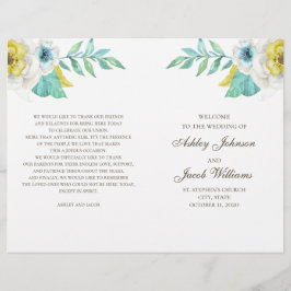 Bröllopsprogrammet Blått och gult blommigt har vik