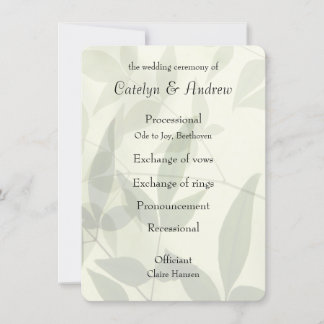 Bröllopsprogrammet blek löv