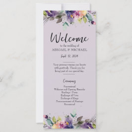 Bröllopsprogrammet Blommigt för vattenfärg i abstr