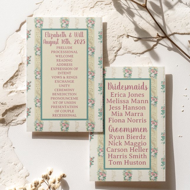 bröllopsprogrammet Blommigt Tapet 1940 (Skapare uppladdad)