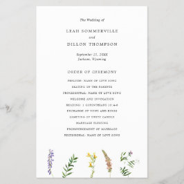 Bröllopsprogrammet Blommigt Wildblombudget Flygblad