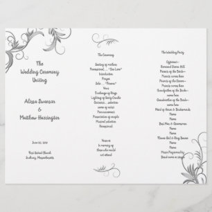 Bröllopsprogrammet Blourish White Tri-Fold