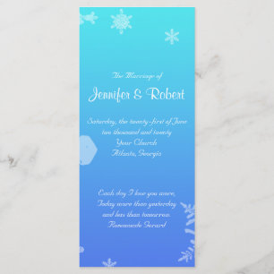 Bröllopsprogrammet Blue and Teal Snowflake Posh Program