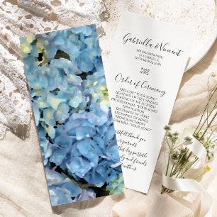 Bröllopsprogrammet Blue Hydrangea Blommigt Program