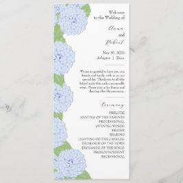 Bröllopsprogrammet Blue Hydrangea Watercolor Program