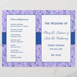 Bröllopsprogrammet Blue- och Lilac-Blommigt