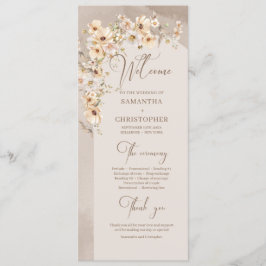 Bröllopsprogrammet Boho arch sommar rustidblomma Program