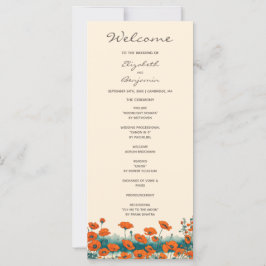 Bröllopsprogrammet Boho Bohemian Wildblomma Rustic