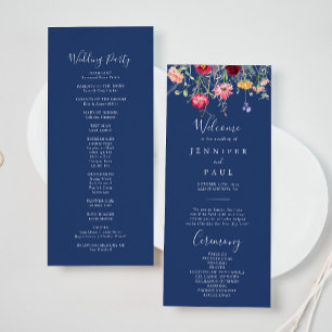 Bröllopsprogrammet Boho Multifärgad Wildblomma Program