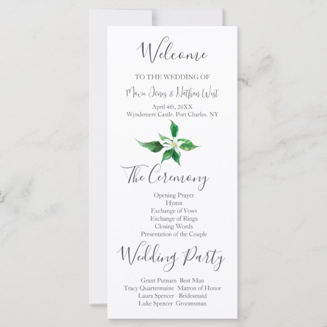 Bröllopsprogrammet Boho Orange Blommar (Framsida)