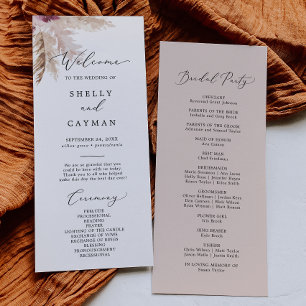 Bröllopsprogrammet Boho Pampas Grass Program