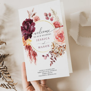 Bröllopsprogrammet Boho Pampas Grass Reklamblad