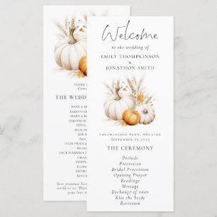 Bröllopsprogrammet Boho Pumpkins Pampas Kort