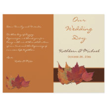 Bröllopsprogrammet Brown Orange Ivory Dried Löv