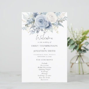 Bröllopsprogrammet Budget Dusty Blue Blommigts