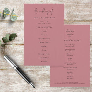 Bröllopsprogrammet Budget Elegant Text Dusty Ro