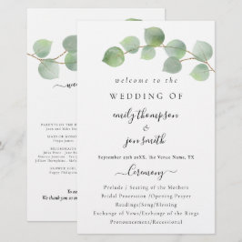 Bröllopsprogrammet Budget Modern Eucalyptus Script