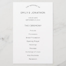 Bröllopsprogrammet Budget Simple Text Black White