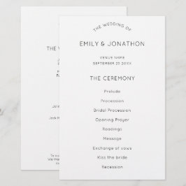 Bröllopsprogrammet Budget Simple Text Black White