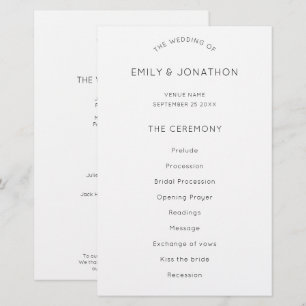 Bröllopsprogrammet Budget Simple Text Black White