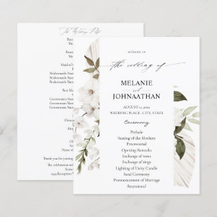 Bröllopsprogrammet Budget White Boho Blommigt