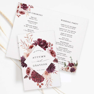 Bröllopsprogrammet Burgundy Blommigt Romantik