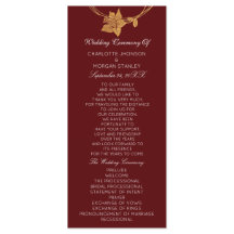 Bröllopsprogrammet Burgundy Guld Blommigt Event Ma