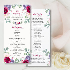 Bröllopsprogrammet Burgundy Navy Bloom Blommigt