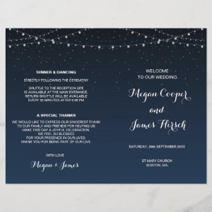 Bröllopsprogrammet Celestial Navy Blue Starry Nigh