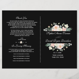 Bröllopsprogrammet Charming  White Blommigt Black