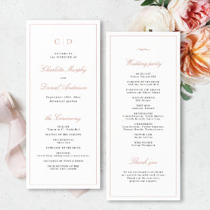 Bröllopsprogrammet Classic Elegance Script Monogra Meny