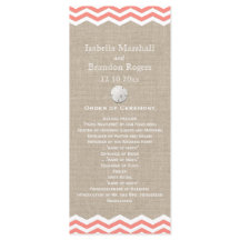 Bröllopsprogrammet Coral Sand Dollar & Chevron