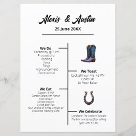 Bröllopsprogrammet Cowboyen och Bride Westerna Sti Meny