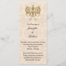 Bröllopsprogrammet Cream och Guld Damask Program