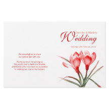 Bröllopsprogrammet Crocus orange red blommigt