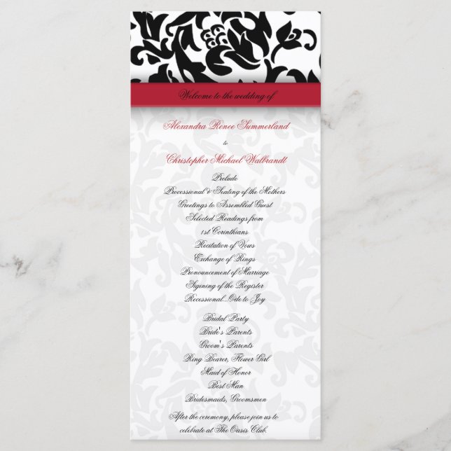 Bröllopsprogrammet Damask Delight Program (Framsida)