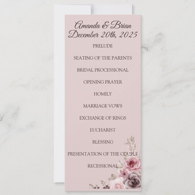 bröllopsprogrammet Deep-Maroon 1980 (Framsida)