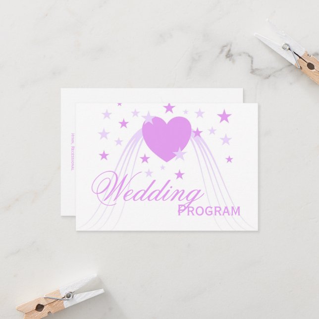 Bröllopsprogrammet Design för Färgad i lila  (Fram/Back In Situ)