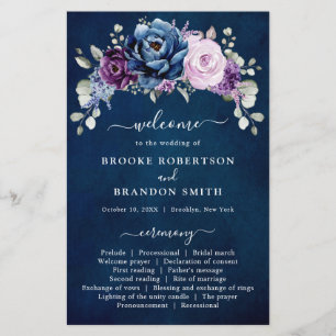 Bröllopsprogrammet Dusty Blue Lila Lilac Blooms