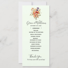 Bröllopsprogrammet Eclectic Wildblommor Kort